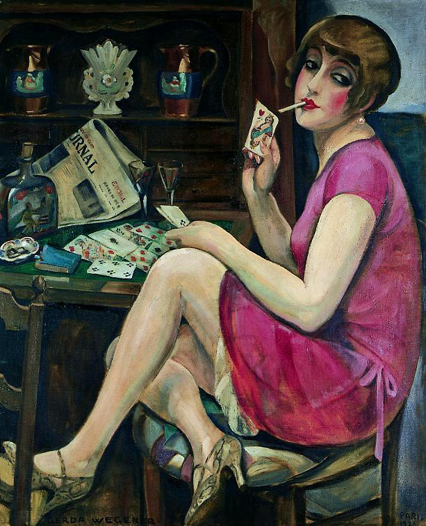 Lili Elbe født Einar Mogens Andreas Wegener (1882 - 1931) portrætteret af sin kone, maleren, Gerda Wegener.