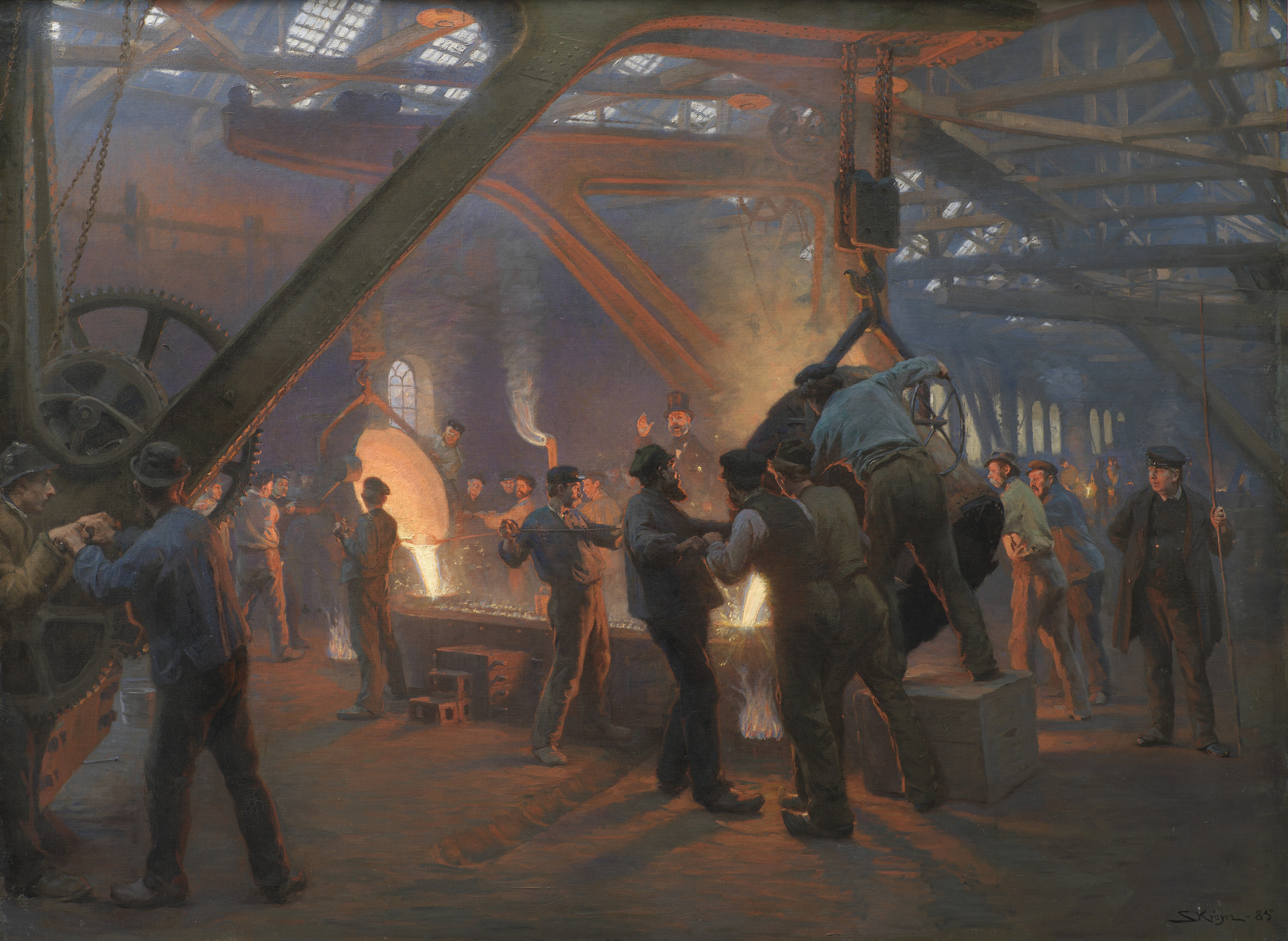 Maleri: Fra Burmeister & Wains jernstøberi, P. S. Krøyer 1885 / SMK Open.