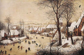 Pieter Bruegel den ældre: Vinterlandskab. Maleri, 1565. Musées Royaux des Beaux-Arts, Bruxelles. / Wikimedia Commons, Public Domain.